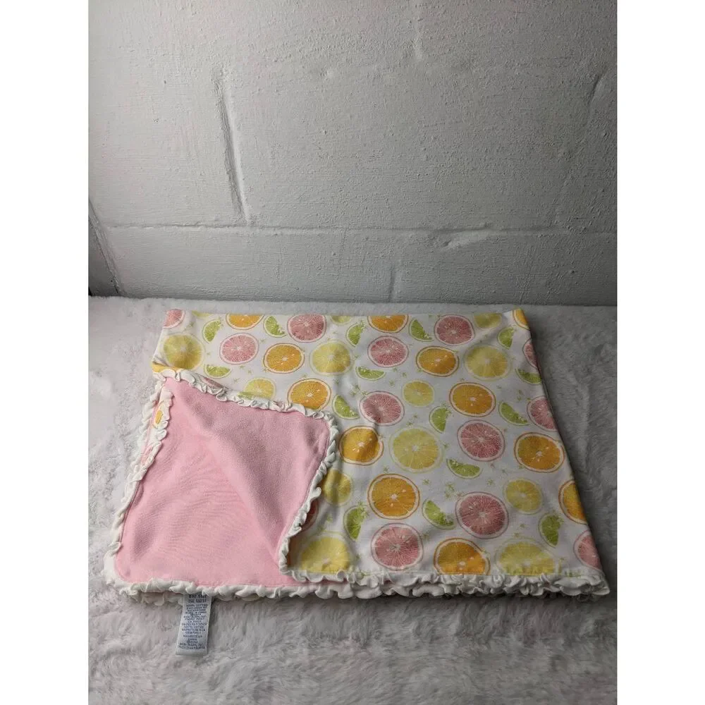 Gymboree Slice of Summer 2002 Blanket Citrusy Oranges Lemons Limes Ruffle Pink R